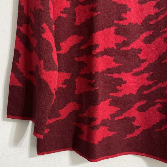 Chico's Sweater Women's 1 Or M 8 Red Maroon Print Pullover Back Zip Cozy NEW - Picture 5 of 14